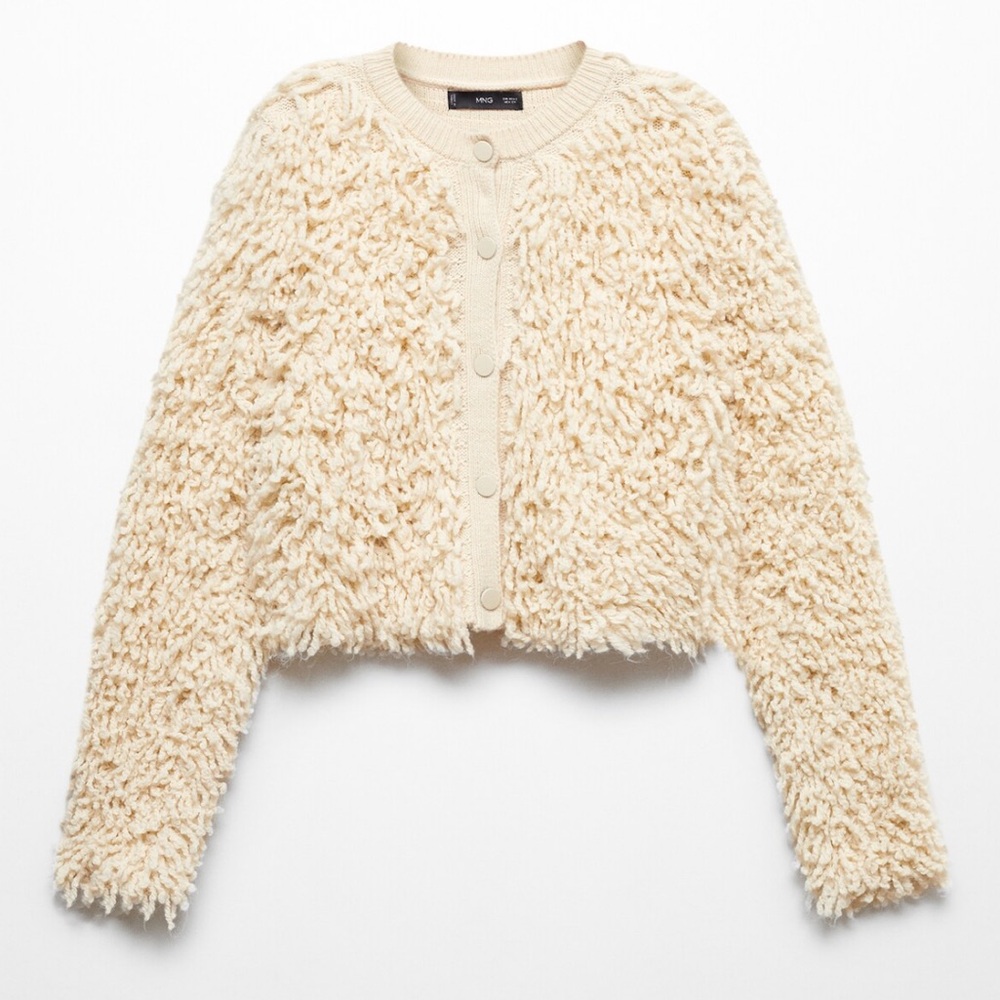 MANGO- TEXTURED KNIT CARDIGAN